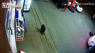 Man steals water at gas station!!