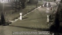 Russian family walking near Moscow park