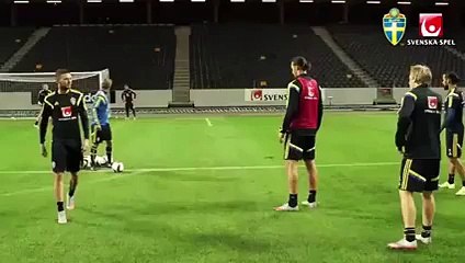 Zlatan Ibrahimovic Insane goal at Sweden training  - football news videos 2015