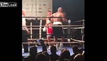Evander Holyfield feigns knockdown from Mitt Romney's punch during charity boxing match