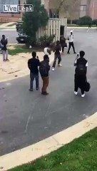 Kid gets hit so hard and fast he thinks he's being jumped