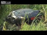 Lamborghini Gallardo Crashes & Splits In Two Pieces. Driver Walks Away Unharmed.