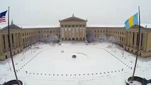 Snowfall Creates Beautiful Scene Outside Philadelphia Art Museum