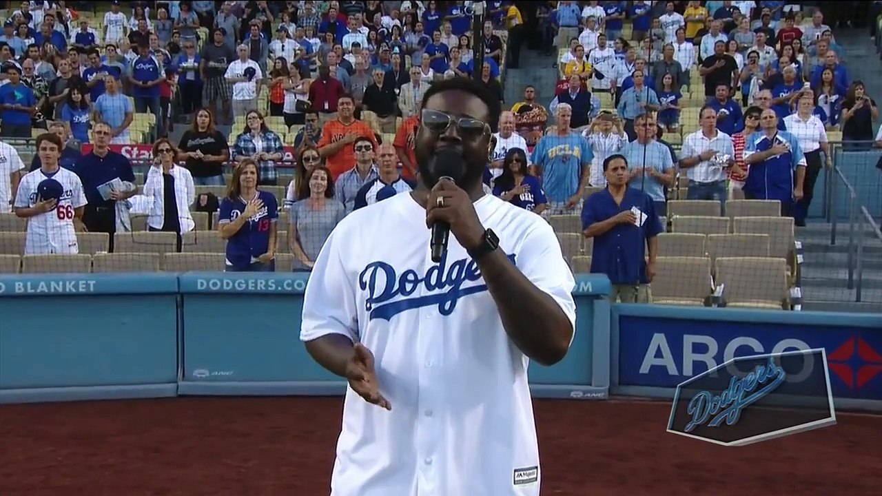 T-Pain sings National Anthem at LA Dodgers Game 8/31/15