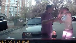 Russian Road Rage with knife and a stick.