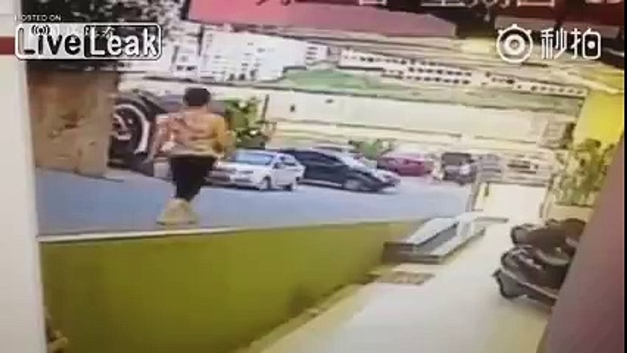 Chinese Woman Driver in Action . Demolition Derby