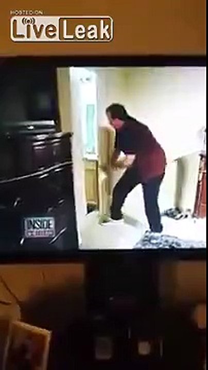 Cat gets kicked hard