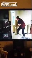 Cat gets kicked hard