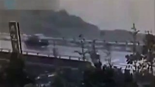 Bridge Collapses Just As Unlucky Man Is Riding Over It