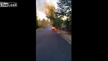 Pick-up Truck Fire, Explosions, Flying Cylinders