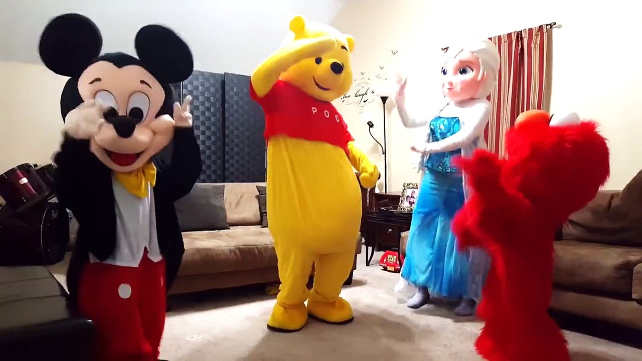 Elmo, Elsa, Pooh, and Mickey 