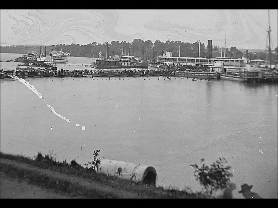 Film-Like Photographic Sequence of People Boarding a Steamer on the James River in Virginia During the American Civil War