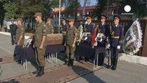تشييع جندي أول جندي قتل بانفجار القنبلة أمام البرلماني الأوكراني