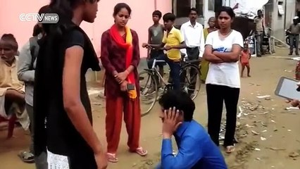 Girl beating a boy in public