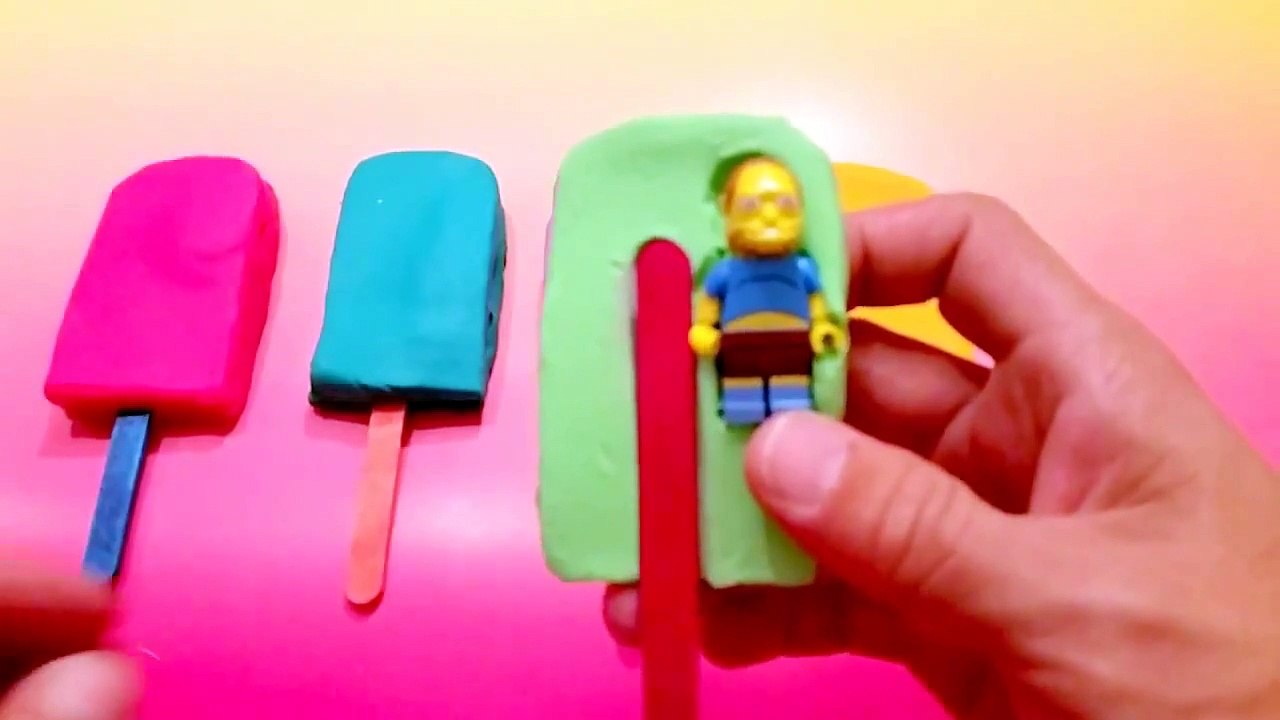 Play Doh Ice Cream Popsicle Surprise Eggs Inside Out Simpsons Shopkins Batman Playdough videos