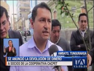 Se anunció devolución de dinero a socios de la cooperativa Cacpet