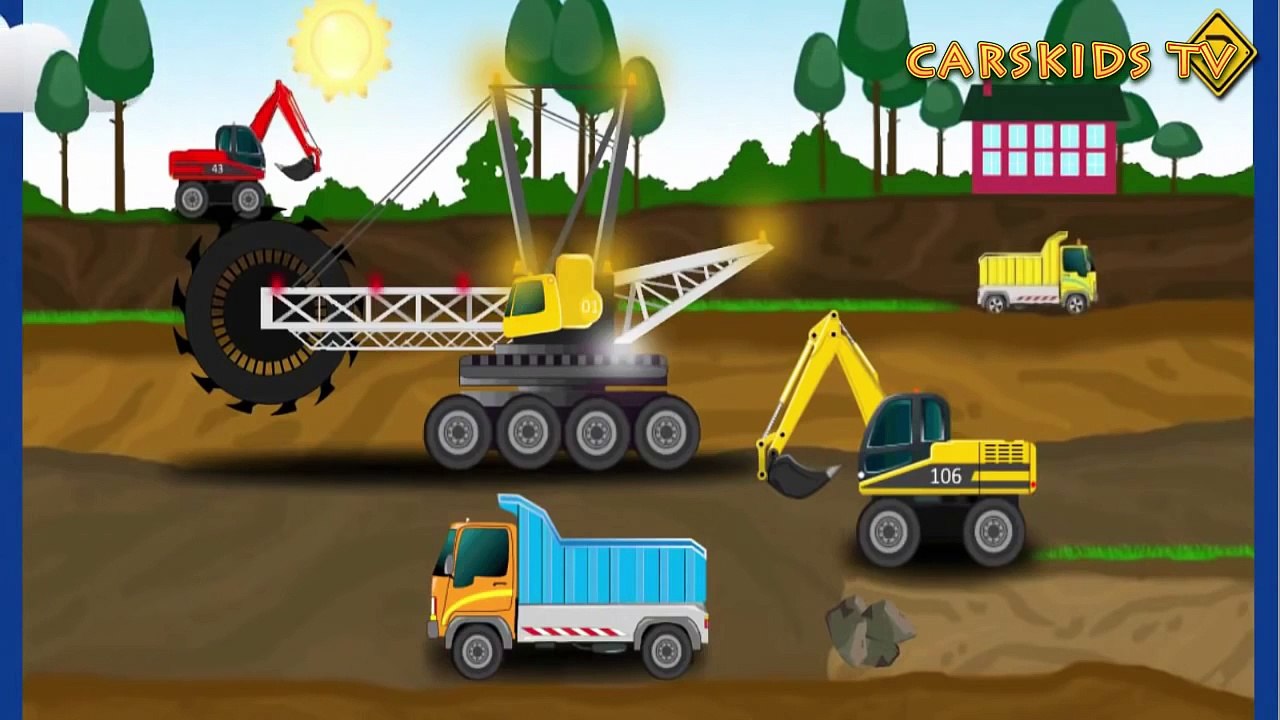 DIGGERS TRUCKS LORRY EXCAVATOR  Heavy vehicles  Big trucks for kids