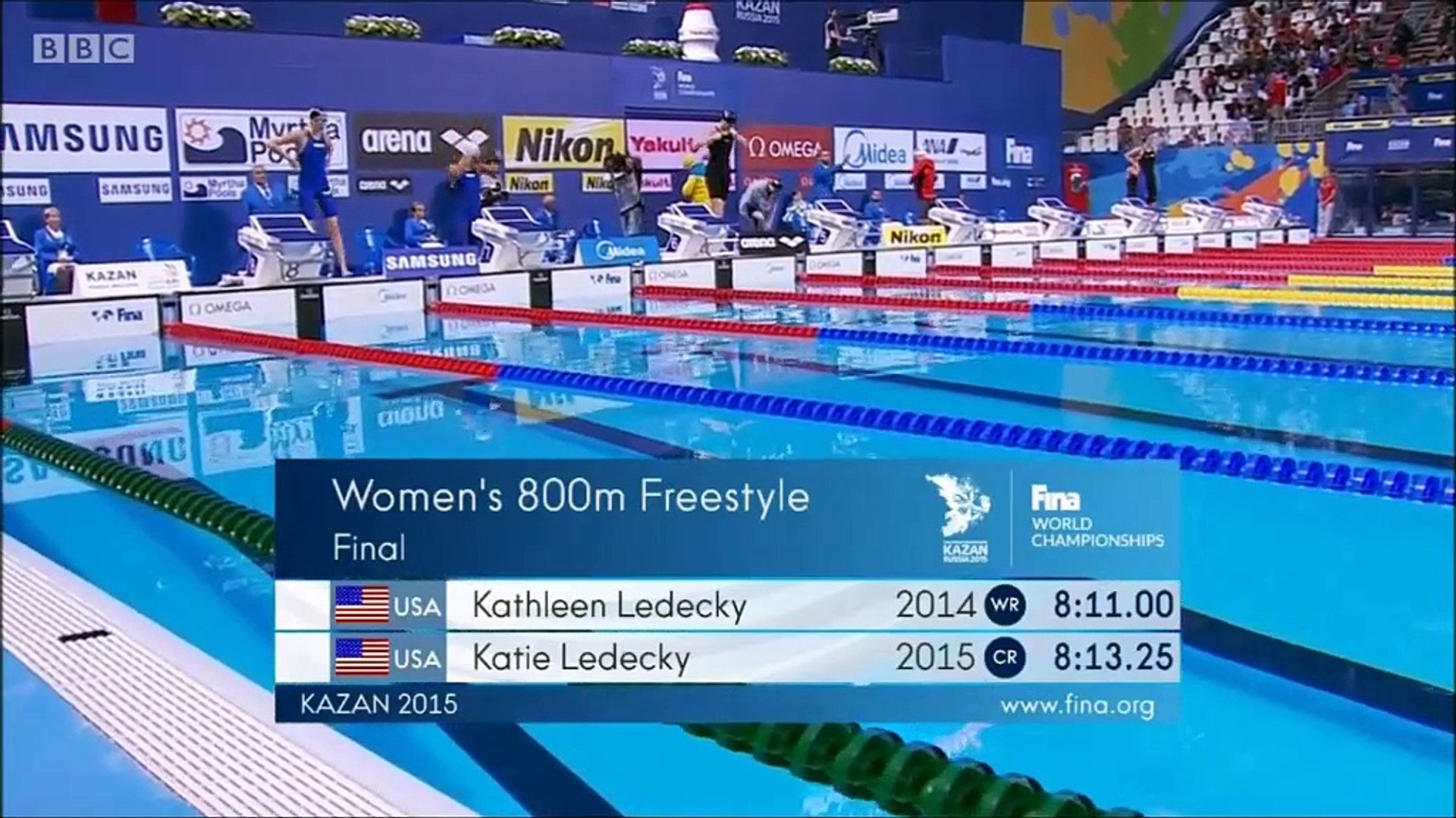 Record Du Monde 25m Nage Libre 800m libre F (finale) - ChM 2015 natation, Ledecky en 8'07.39 (record du  monde) - Vidéo Dailymotion