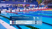 800m libre F (finale) - ChM 2015 natation, Ledecky en 8’07.39 (record du monde)