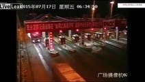 Truck carrying Watermelons Smashes into Toll Booth in China