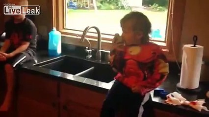 two little brothers have had a bloody fight