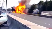 Truck Crash and Explosion : Hazmat Highway to Hell with Oxygen Cylinders