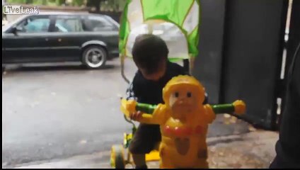 A child falls asleep on the cycle and shakes the head in a lovely way