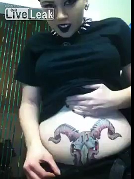 Goth Girl Shows Off Her AMAZING Jelly Belly/Cooch Tattoo