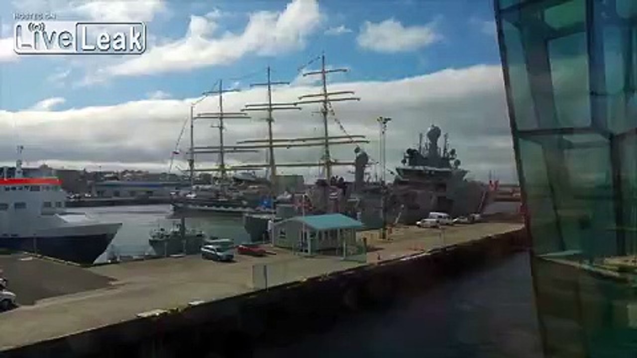 Russian tall ship "Kruzenshtern" rams two of the largest Icelandic Coast Guard ships