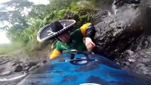 Kayaker Takes on Waterfall in a Sombrero