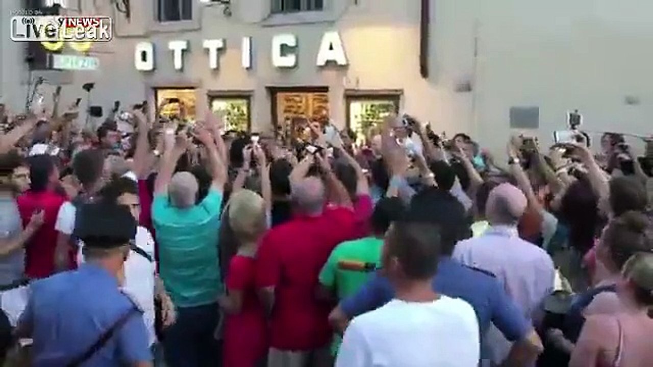 Crowds Flock To Downtown Rome To See The Pope Fitted With New Glasses