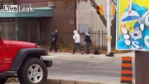 Couple Of Guys Punch And Kick A Meth Head In Middle Of Street...ouch.