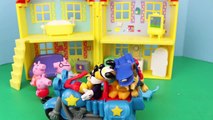 PEPPA PIG Stolen Bed with Police Mickey Mouse, Frozen Elsa, Sofia The First DisneyCarToys