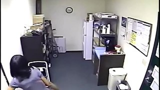 Female Employee Caught On Camera Refilling Office Creamer