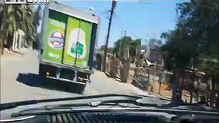 Wild Police Pursuit Of Stolen Milk Truck Caught on Dash-cam (No Audio)