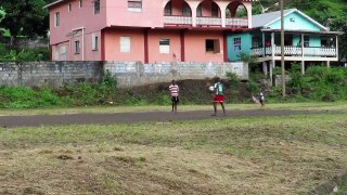 Boys playing soccer in Spring Village, St. Vincent and the Grenadines