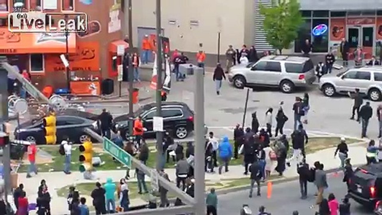 Baltimore Protesters Become Violent Outside Orioles Stadium in response to the death of Freddie Gray (pillar to the community)