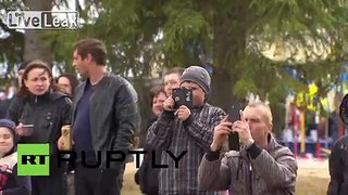 Russia: Helicopters and planes perform stunts around Borodino war memorial