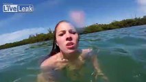 Girl Freaks Out When Manatee Comes Close To Her!