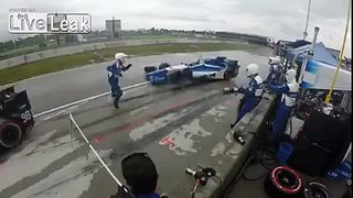 Out of control IndyCar hits Pit Crew member