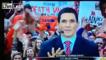 Drunk Clemson fan behind the espn college game day crew
