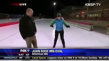 News reporter faceplants on ice rink