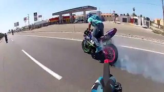 Motor Bike Wheeling Stunt
