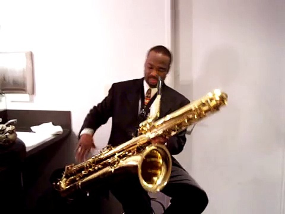 James Carter playing IW bass saxophone