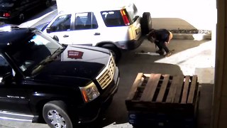 Woman leaving her belongings on ground