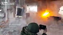 A Putin terrorist has a go at firing an RPG-18: Donetsk Airport
