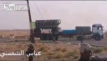 MRL volleys fired from Improvised Semi trailer  towards IS terrorists