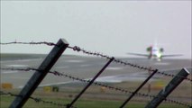 Winds force plane to land almost sideways at Leeds Airport