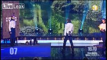 Incompetent knife thrower risking his partners life on live TV