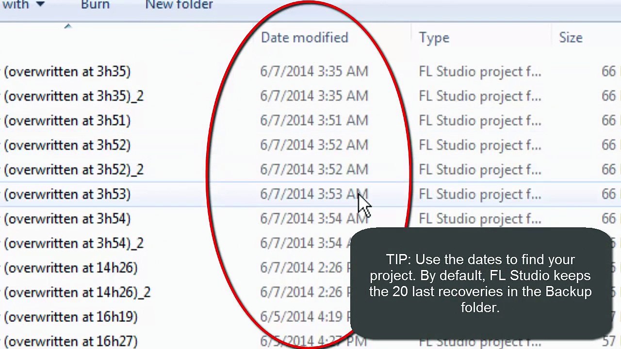 FL Studio 11 Beginner Tutorial: How to recover lost sessions or changes through Backup